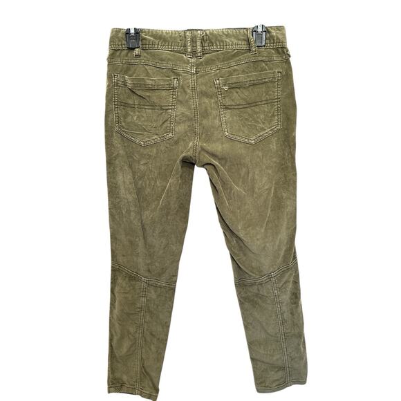 Free People Corduroy Motto Zippers Olive Green Ankle Pants Jeans size 4 - Picture 2 of 4